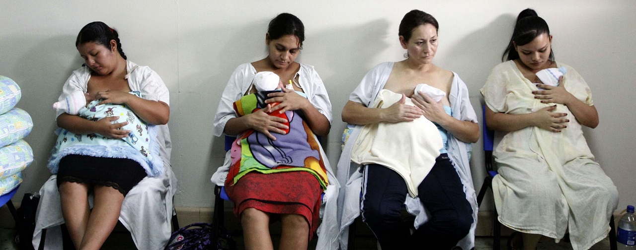 A group of Salvadoran mothers participate in the &quot;Kangaroo Mother&quot; program at the National Maternity Hospital in San Salvador. REUTERS/Luis Galdamez (2011)