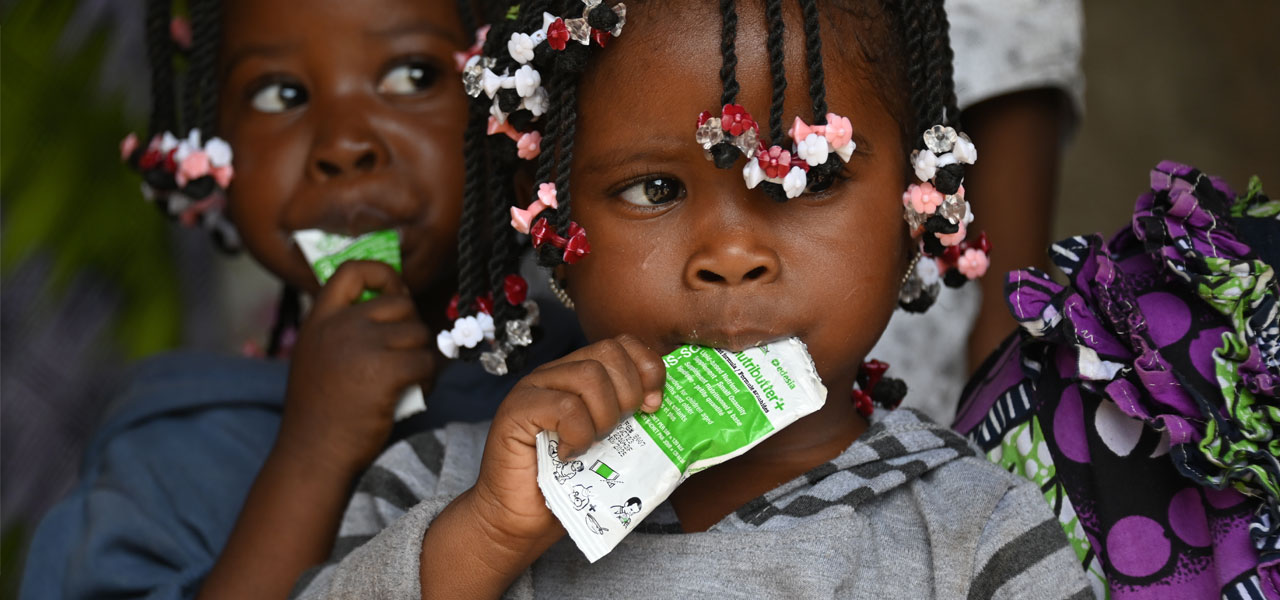 Children having small-quantity lipid-based nutrient supplements (SQ-LNS). Credit: Bella Young via Edesia.