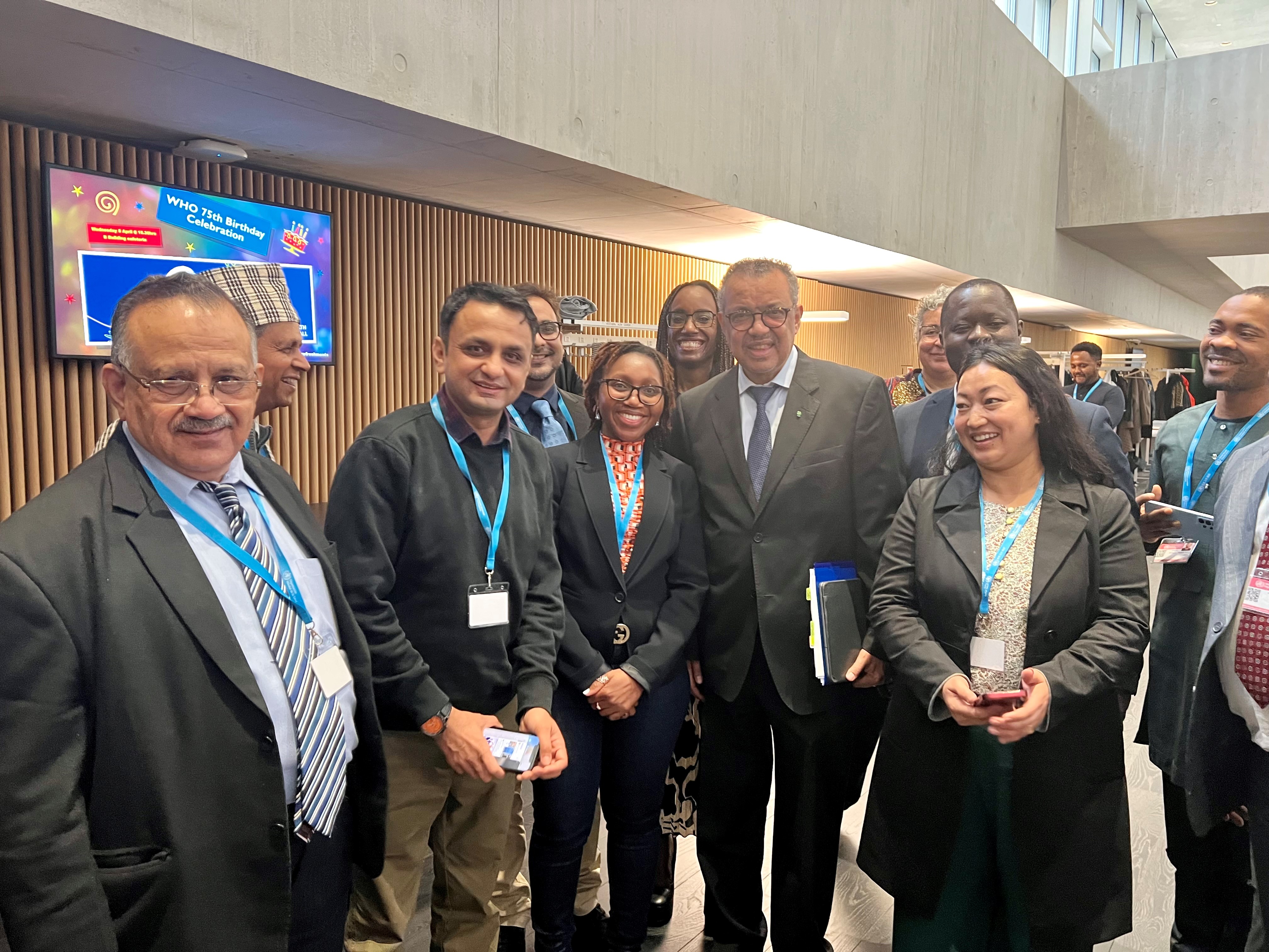 Iris Mosweu with Tedros Adhanom Ghebreyesus at WHO