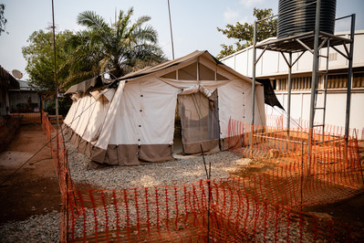 Inside the grounds of the Federal Training Hospital (FETHA) in Abakaliki, a makeshift Lassa Fever holding centre is prepared for quarantining of suspected cases.