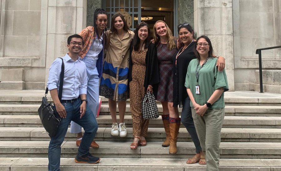 DrPH students in front of the LSHTM Keppel Sreet Building.