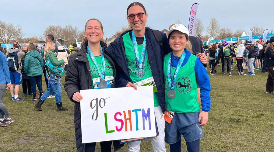 Sophie, Sebastian and Yiggie after completing the Cambridge Half Marathon 2024