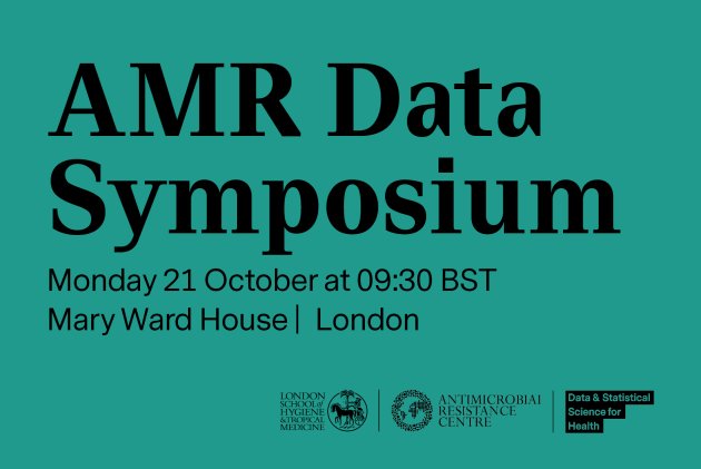 Green background with text &#039;AMR data symposium&#039;