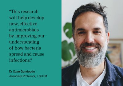 “This research will help develop new, effective antimicrobials by improving our understanding of how bacteria spread and cause infections.&quot; - Dr Ozan