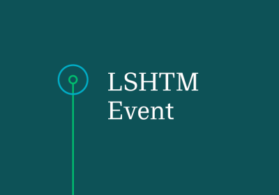 Teal background with text &#039;LSHTM event&#039;