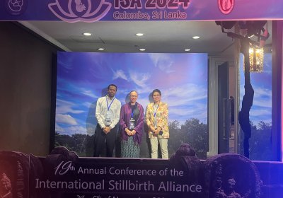 Dr Lorena Suarez, Mr Yohanis Alemeshet and Dr. Hannah Blencowe at ISA 2024. 