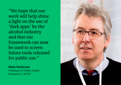 “We hope that our work will help shine a light on the use of ‘dark apps’ by the alcohol industry and that our framework can now be used to screen future tools released for public use.” Mark Petticrew, Professor of Public Health Evaluation, LSHTM