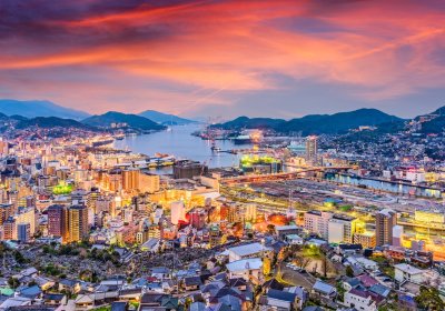 Nagasaki Japan skyline at dusk