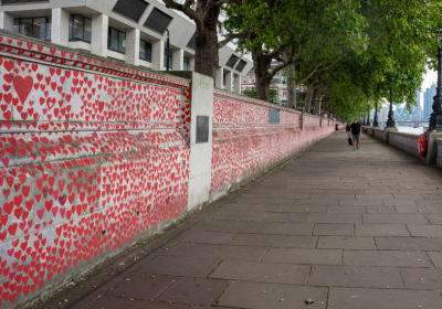 The National Covid Memorial Wall in London.