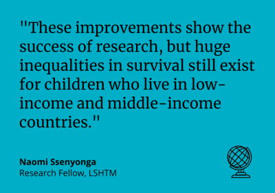 Naomi Ssenyonga said: &quot;These improvements show the success of research, but huge inequalities in survival still exist for children who live in low-income and middle-income countries.&quot;