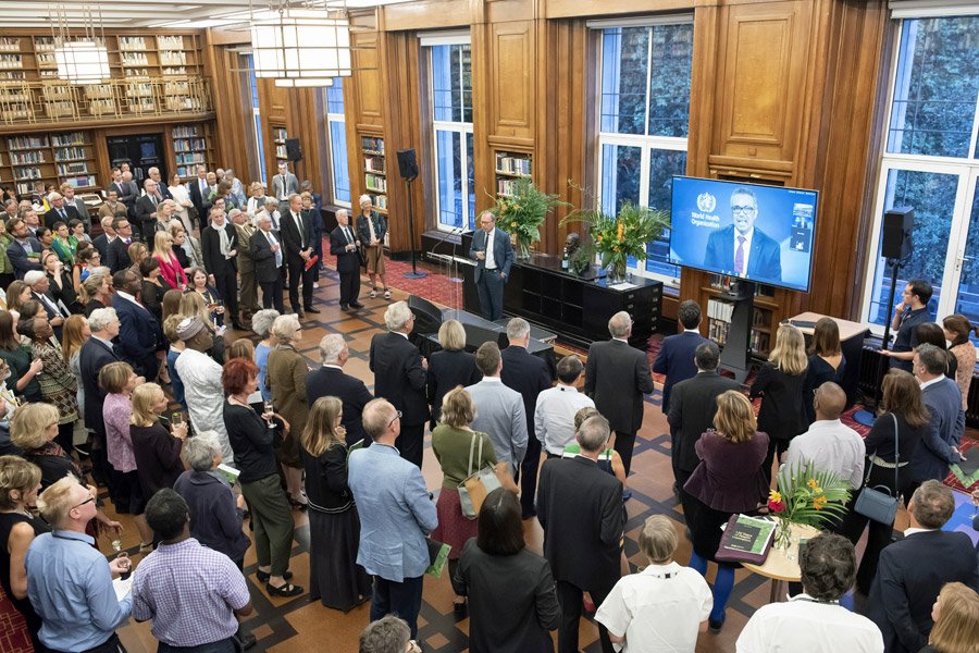 Guests at a 120th anniversary event in the library