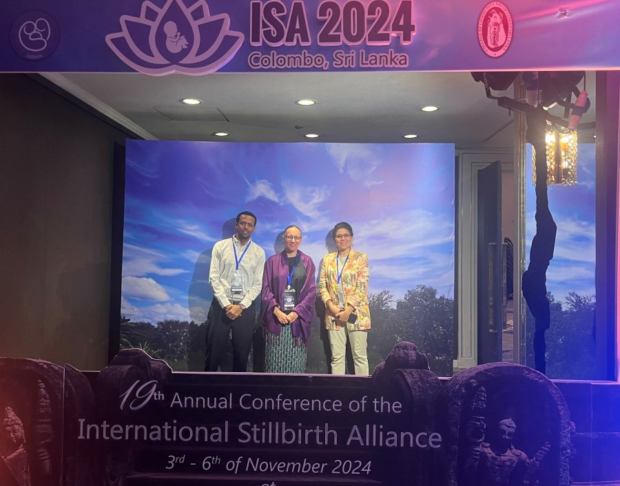 Dr Lorena Suarez, Mr Yohanis Alemeshet and Dr. Hannah Blencowe at ISA 2024. 