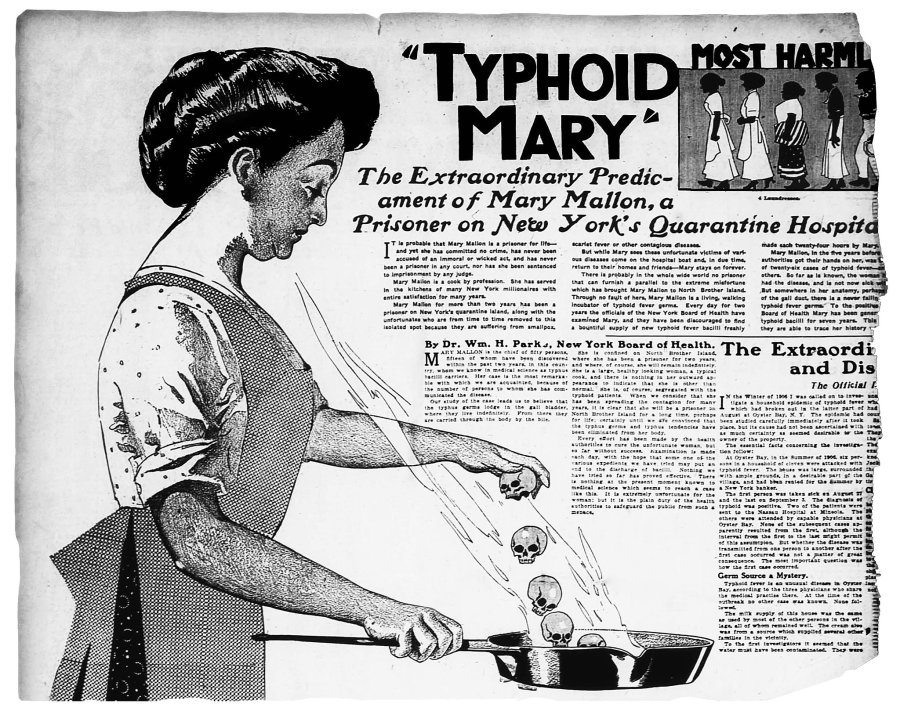  A poster depiction of &quot;Typhoid Mary&quot; (1870-1938). This is an illustration that appeared in 1909 in The New York American