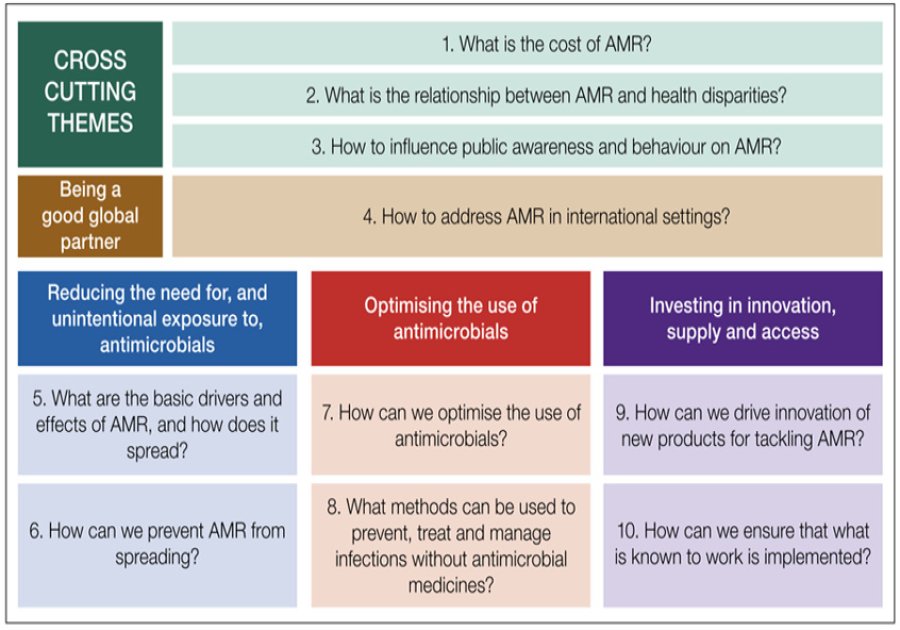 Figure from the recent UK National Action Plan on AMR 2024-2029 showing the exciting 10 research priorities 