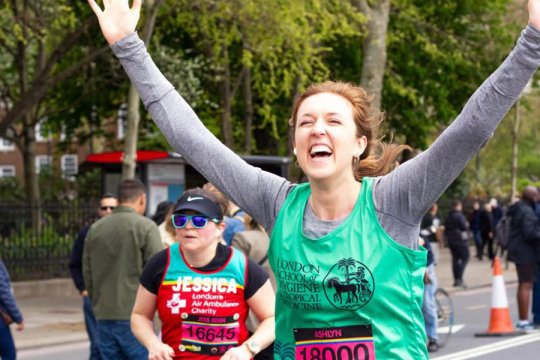 Ashlyn Anderson, MSc Nutrition for Global Health 2024, running the London Landmarks Half Marathon.