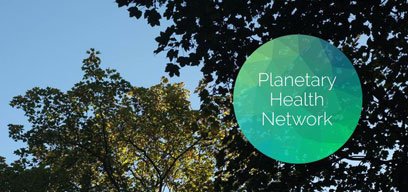 Planetary Health Network logo on top of green trees