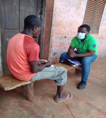 A SHARP researcher interviews an individual affected by BU. Credit: SHARP