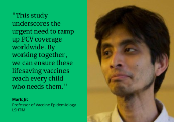 &quot;This study underscores the urgent need to ramp up PCV coverage worldwide. By working together, we can ensure these lifesaving vaccines reach every child who needs them.&quot; Mark Jit Professor of Vaccine Epidemiology LSHTM