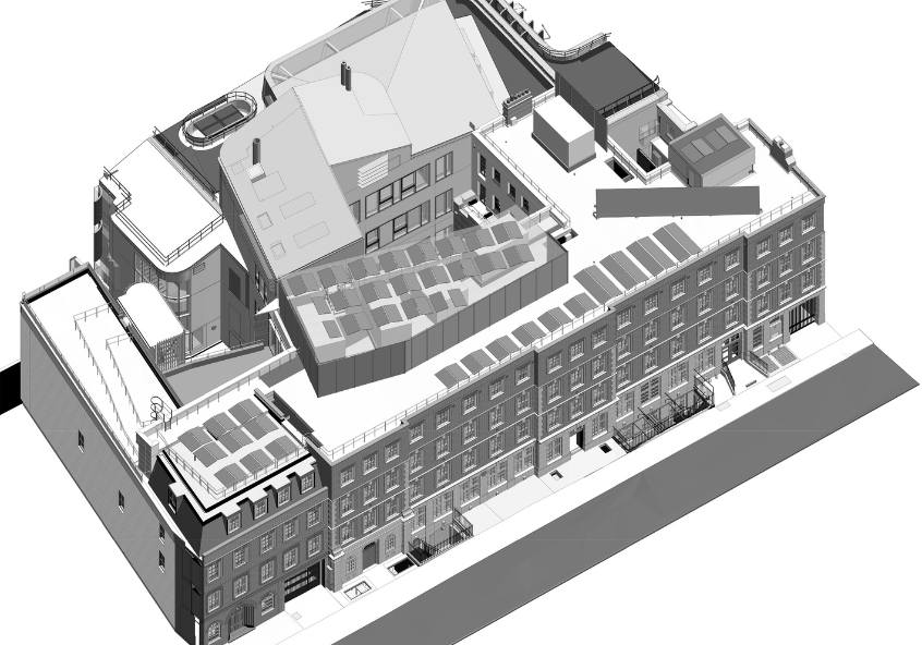 Aerial view of plans for Tavistock Place